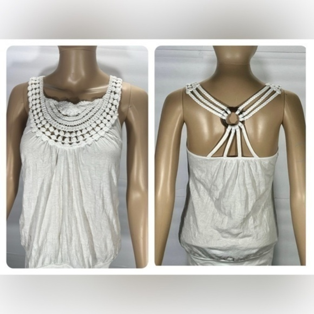 BEAUTIFUL DEREK HEART WHITE LACY BLOUSE SIZE SMALL